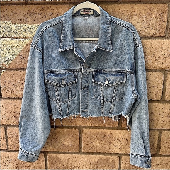 Guess Jackets & Blazers - Vintage Guess 90s Denim Jean Jacket Blue Trucker Style Crop